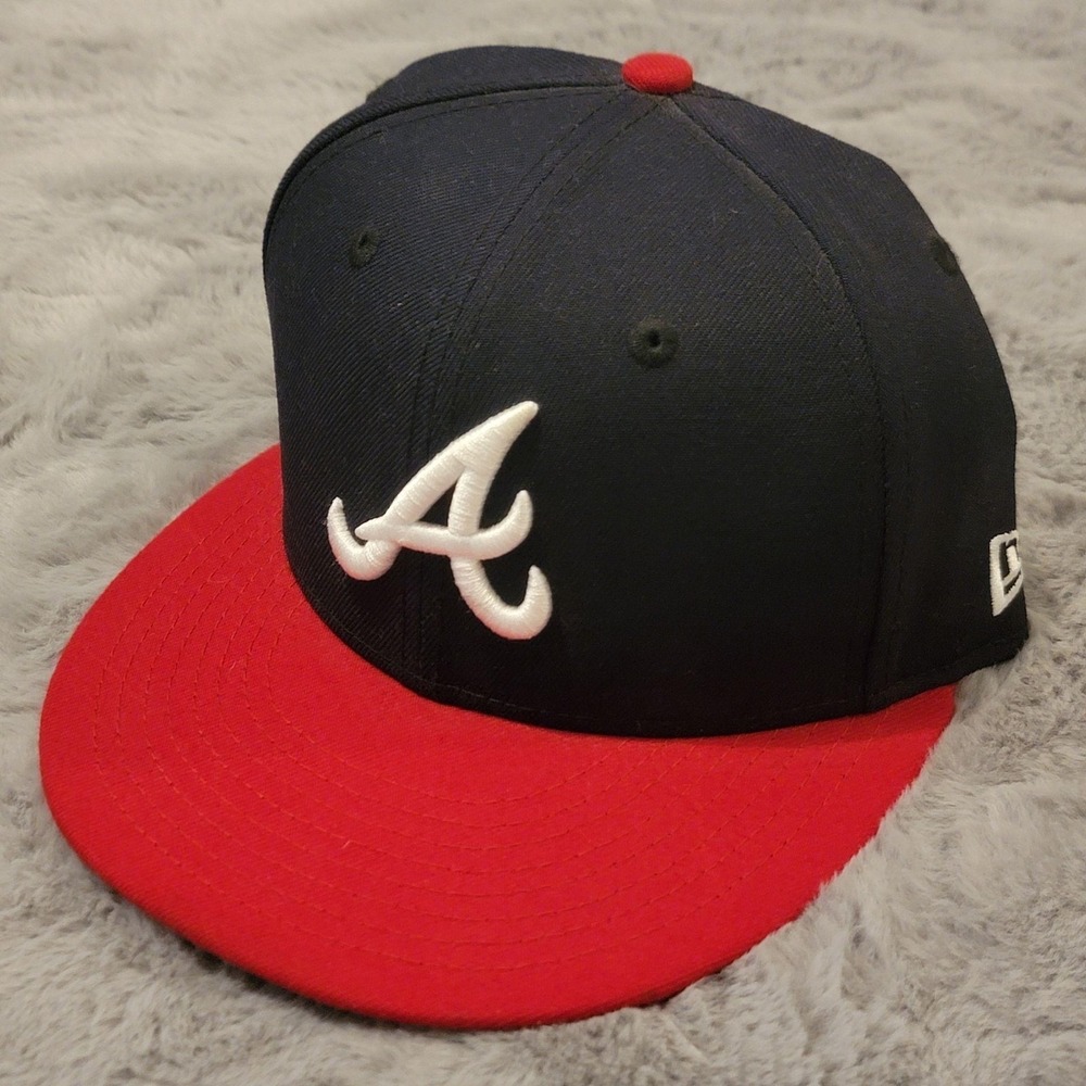 Atlanta Braves Hat Cap Mens 7-1/8 Blue Red MLB Baseball New Era On-Field 59FIFTY